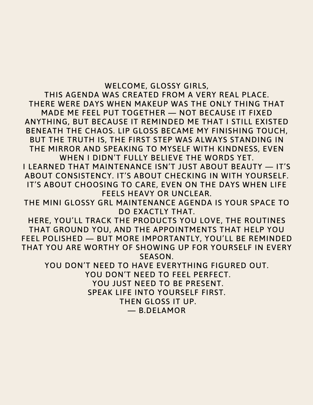 Mini Glossy Girl Maintenance Agenda