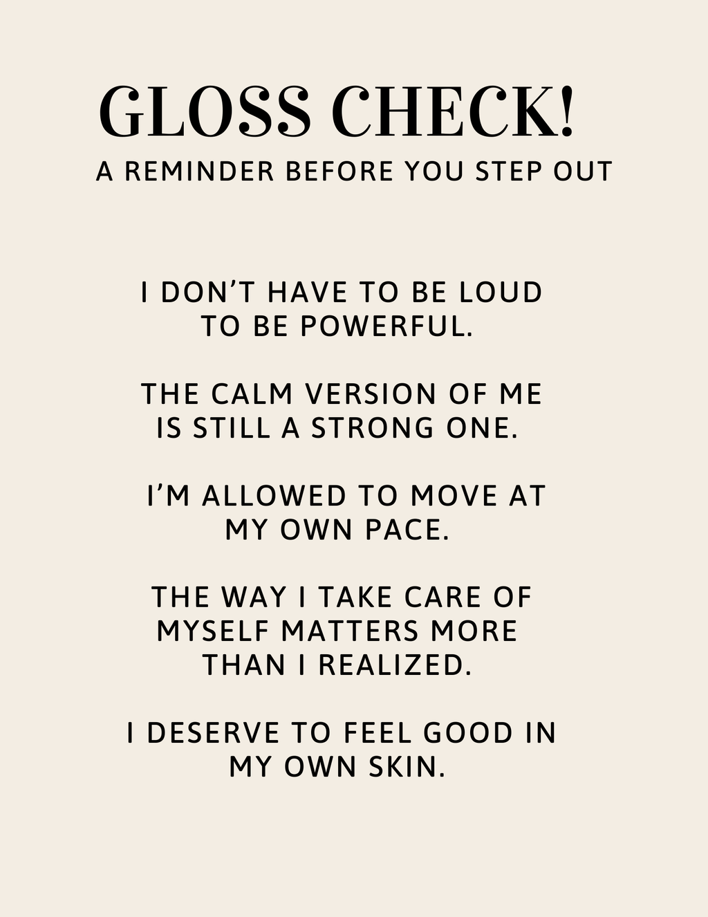 Mini Glossy Girl Maintenance Agenda