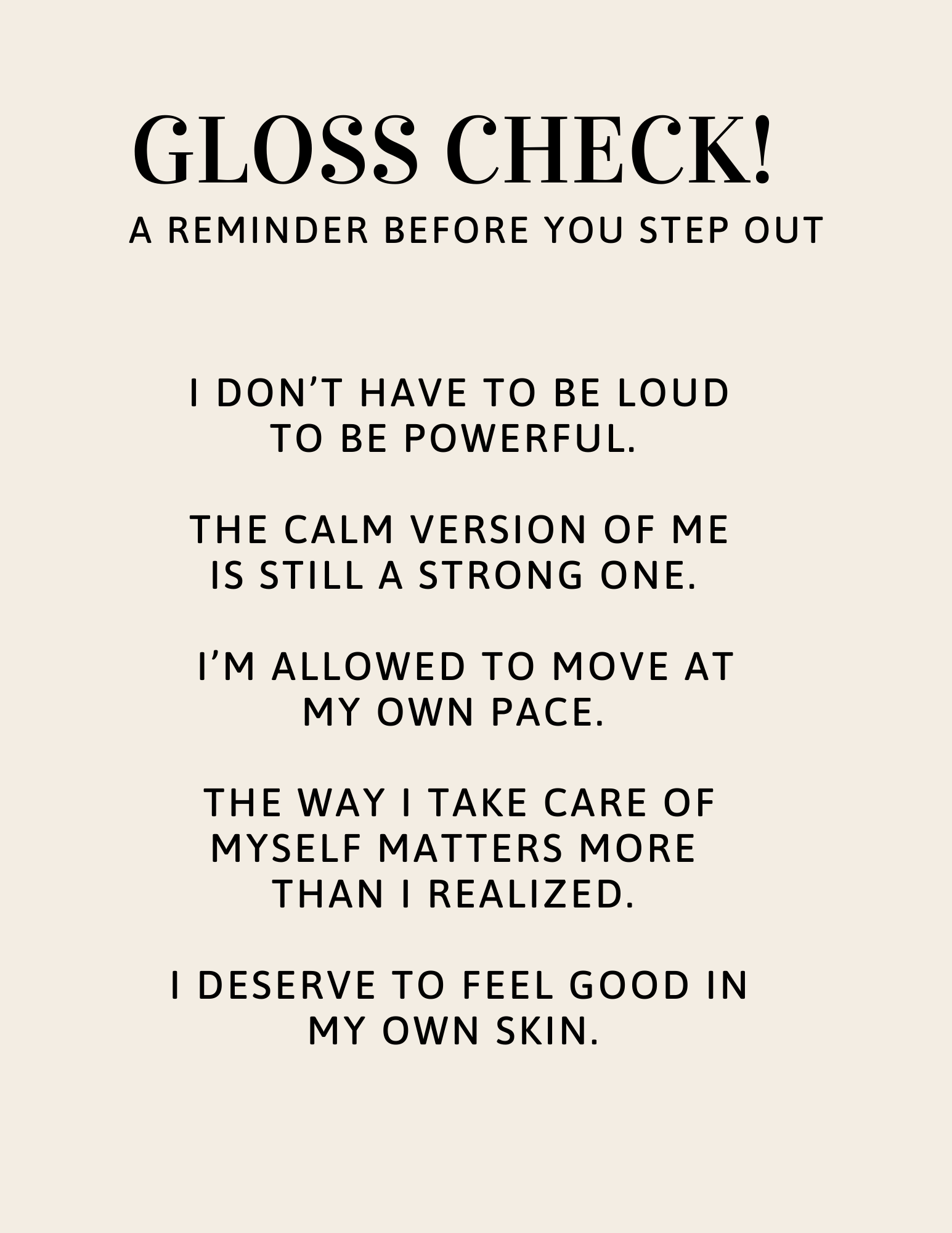 Mini Glossy Girl Maintenance Agenda
